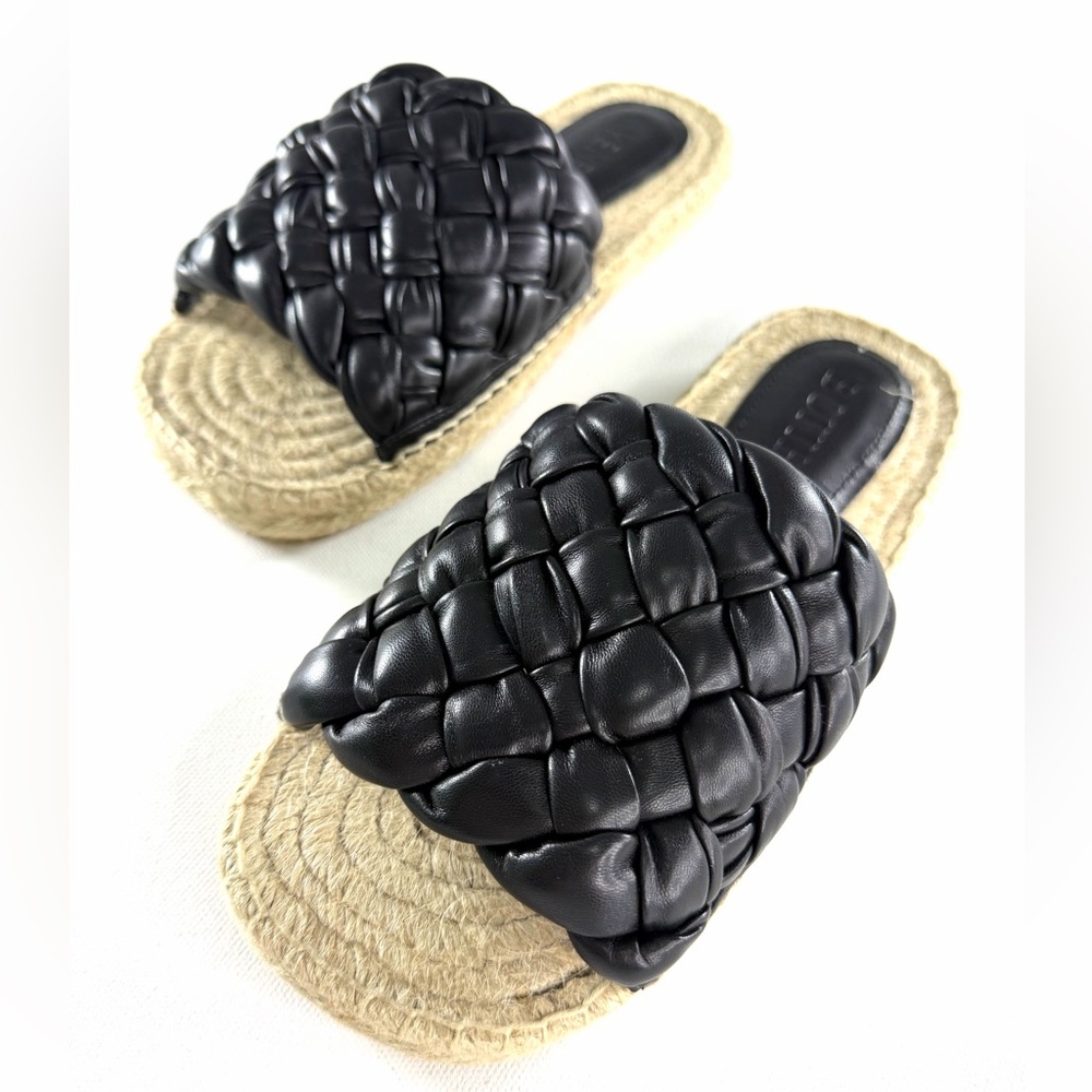 Bottega Veneta Women Jack Flat Sandal Nappa Weaving Foulard Black Sandal - Picture 2 of 10